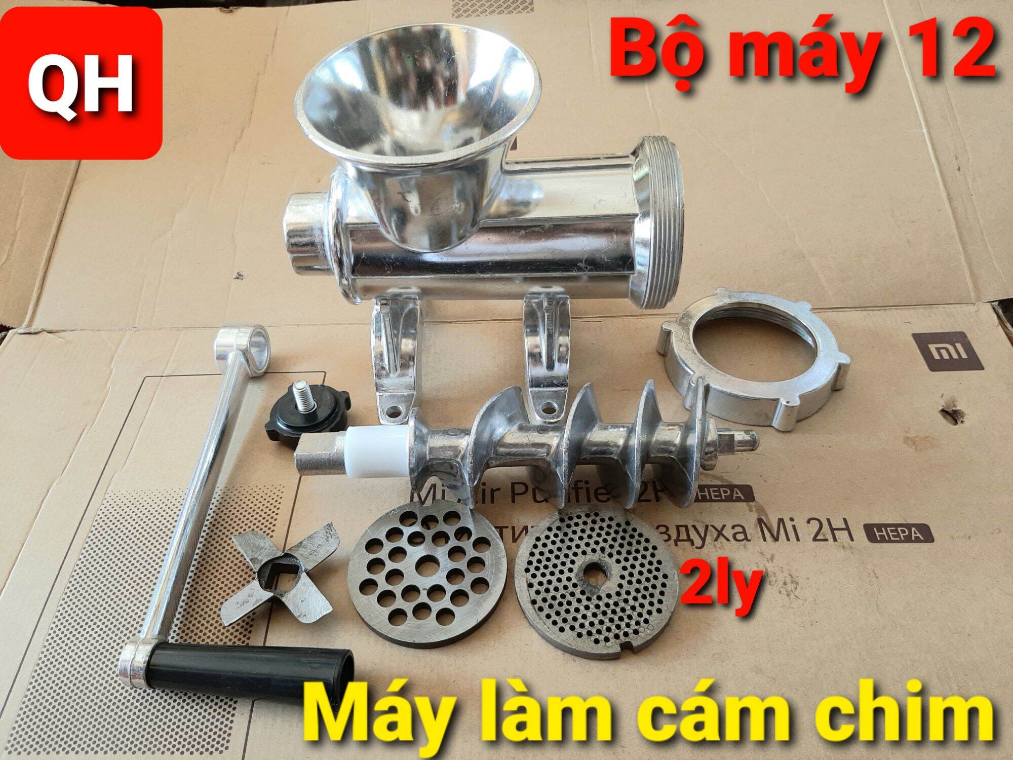 MÁY  ĐÙN CÁM CHIM  QUAY TAY BẰNG NHÔM ĐÚC 12 lỗ xàng 2ly