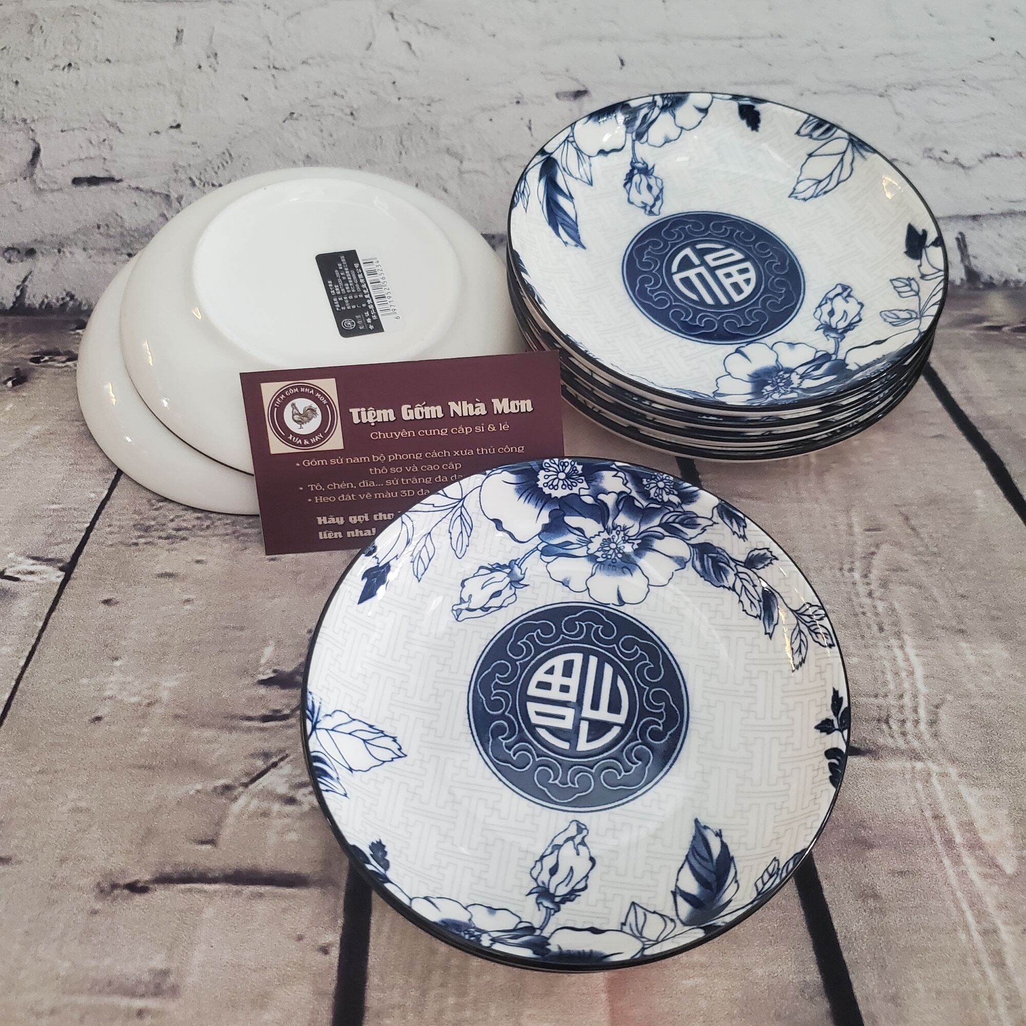 💢💥SET 2 DĨA SỨ ẢO SÂU LỒNG 18CM💥💢 (Họa tiết mộc cổ xanh)😘🌿