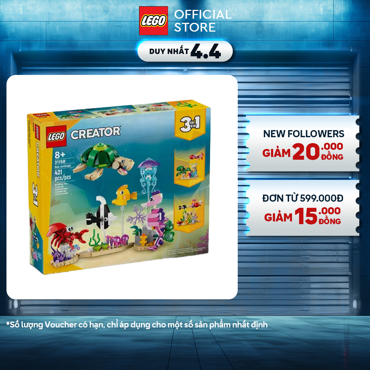 LEGO CREATOR 31158 Đồ chơi lắp ráp Mô hình sinh vật biển (421 chi tiết)