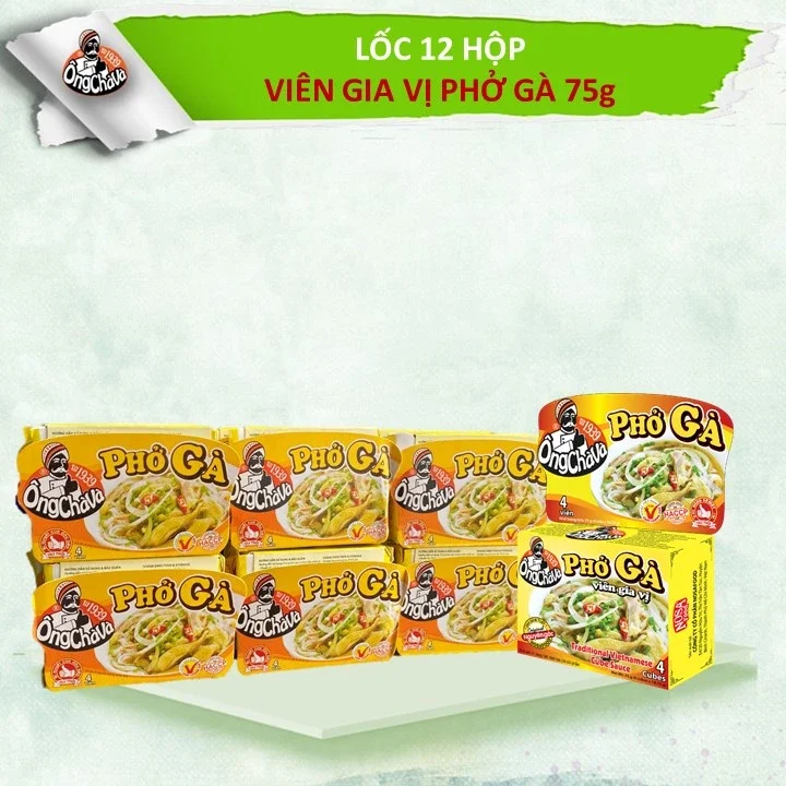 (combo 3 hộp) viên gia vị PHỞ GÀ ông chà và (hộp 4viên)