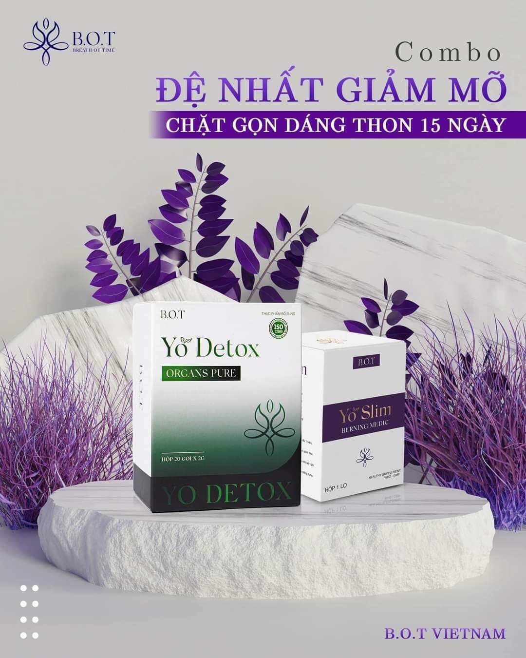 Giảm Cân Yoslim Yodetox của B.O T Combo Hủy Mỡ Cực Mạnh Hộp 30 viên
