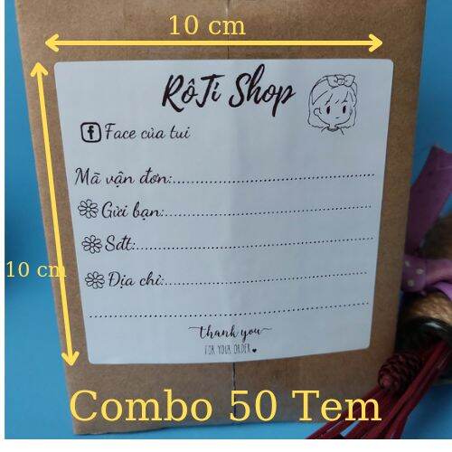 50 phiếu ship hàng mã vận đơn kích thước 10x10cm