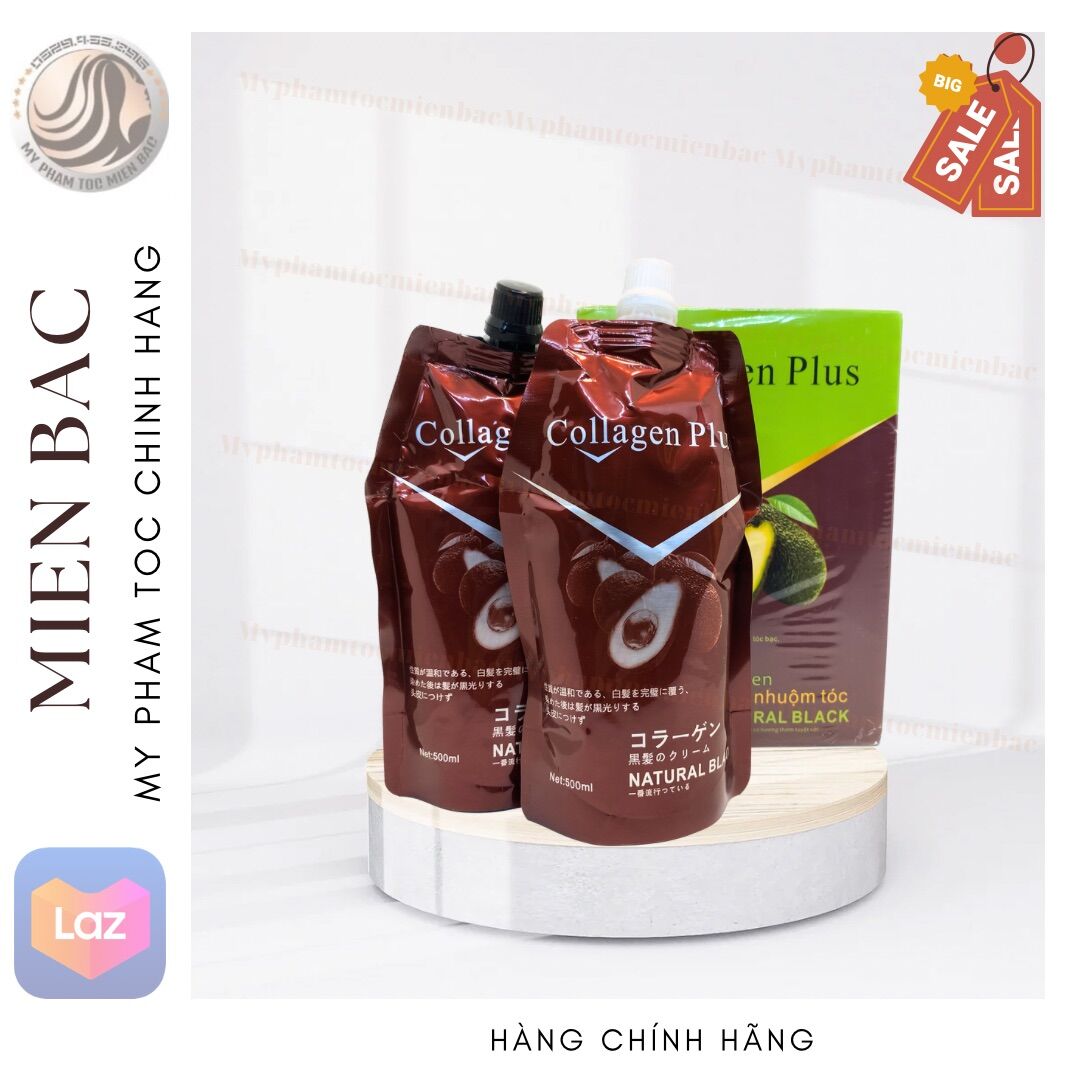 Nhuộm tóc đen tinh chất bơ collagen Phủ bạc đen tóc không dính da đầu Nhuộm tóc đen tại nhà