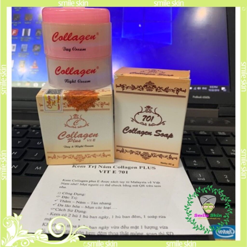 bộ kem collagen plus vit E tem đỏ chính hãng