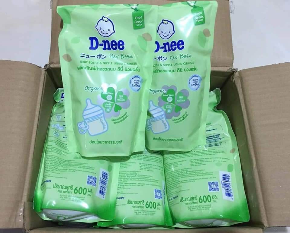 [HCM]COMBO 2 TÚI NƯỚC RỬA BÌNH SỮA D-NEE ORGANIC THÁI LAN CHO BÉ 600ML( Hàng Nhập khẩu Chính Hãng)