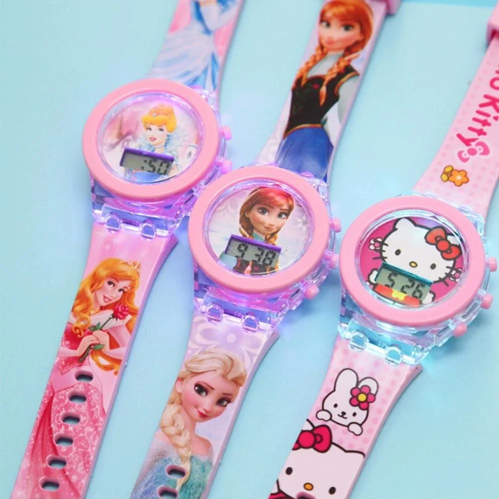 Đồng hồ điện tử bé gái đèn led phát sáng hoạt hình ngựa pony mèo kitty đồng hồ pony đồng hồ kitty cho bé gái có đèn led phát sáng nhiều màu
