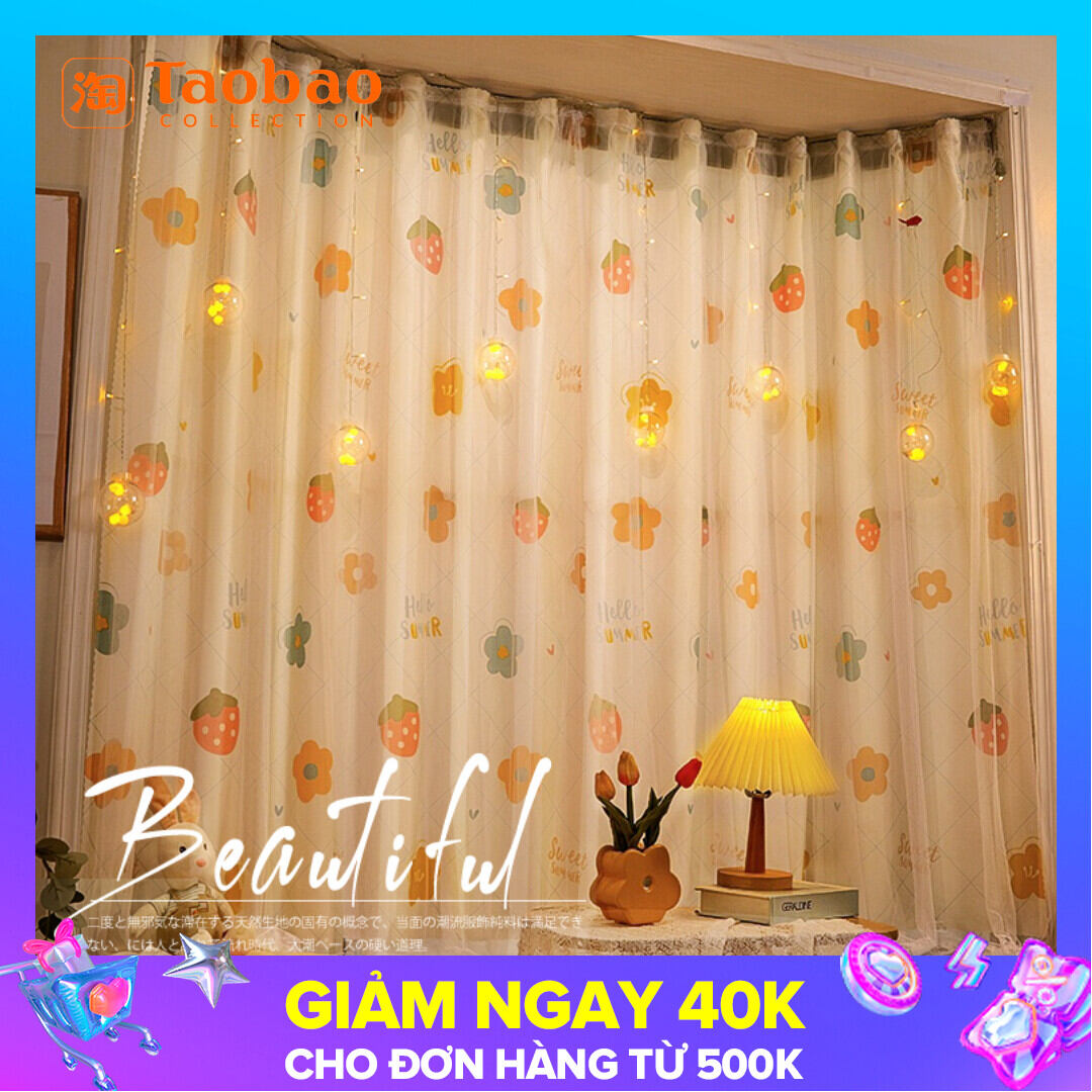 Miếng Dán Ma Thuật Rèm Cửa Sổ Không Cần Đục Lỗ, Loại Dán Phòng Ngủ Thiếu Nữ, Vải Che Nắng Đơn Giản Tự Dính, Rèm Voan Ngắn Cửa Sổ Nhỏ