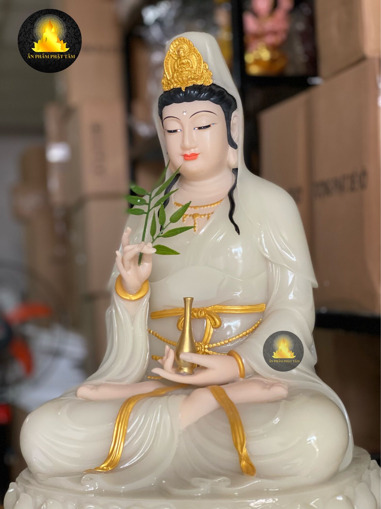 Tượng Quan Thế Âm 50cm Bộ Đá Thạch Anh
