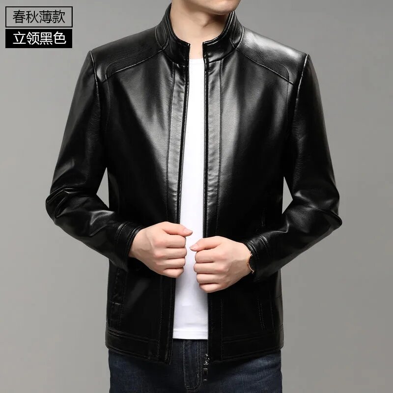 Áo Da Áo Khoác Nam Trang Phục Cho Bố Dày Dặn Áo Jacket Da PU Cho Nam Trung Niên Áo Khoác Da Chất Lượng Cao Áo Jacket Da Lộn