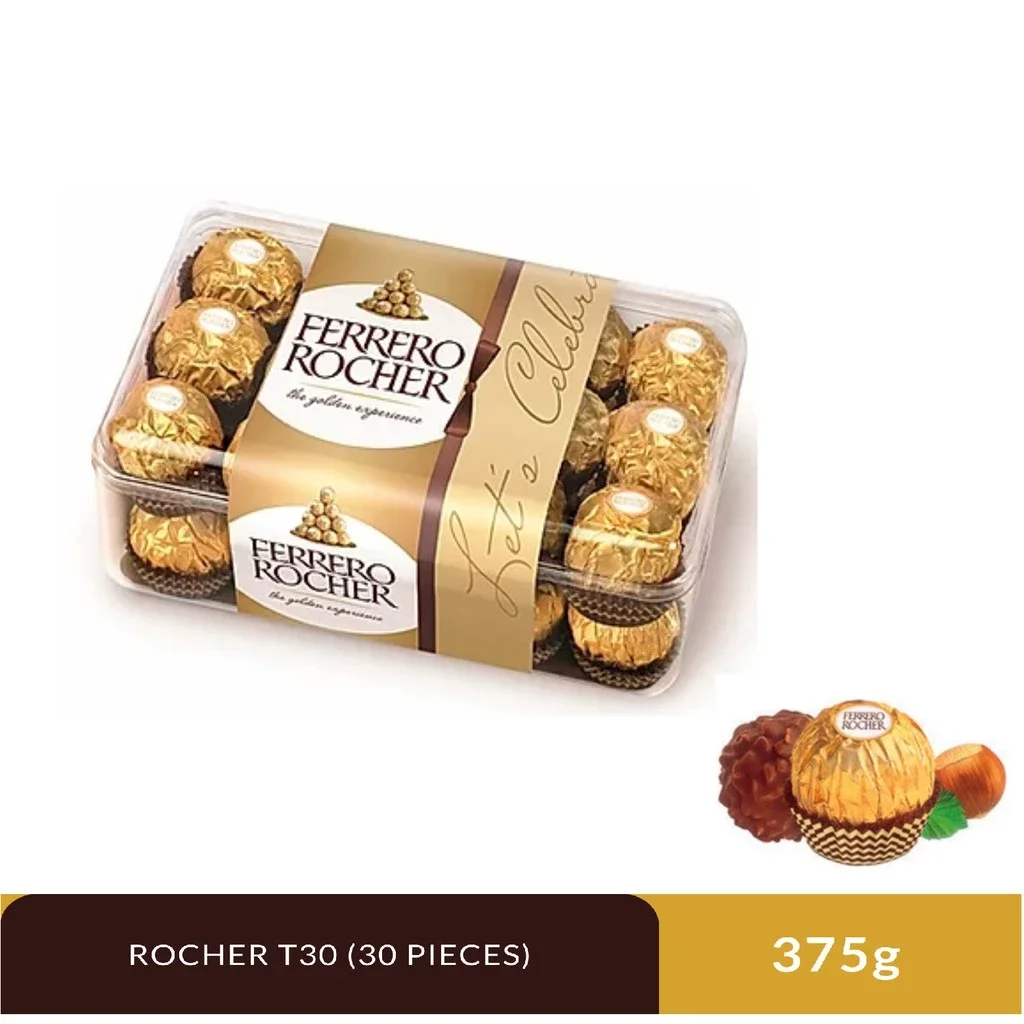 Socola Ferrero Rocher Fine Hazelnut Chocolate của Italia hộp 30 viên trọng lượng 375gr