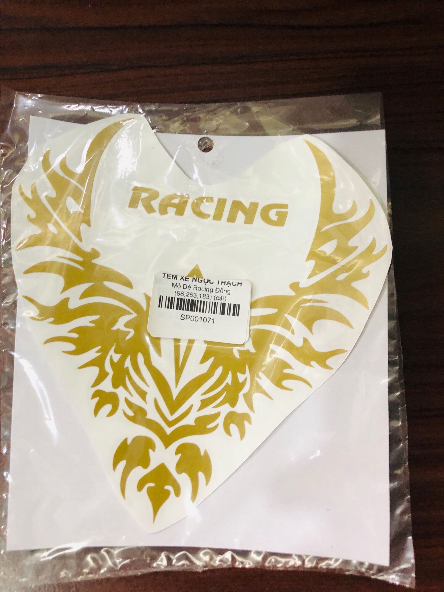 Tem dán mỏ dè “ hoa văn racing “ đồng decal