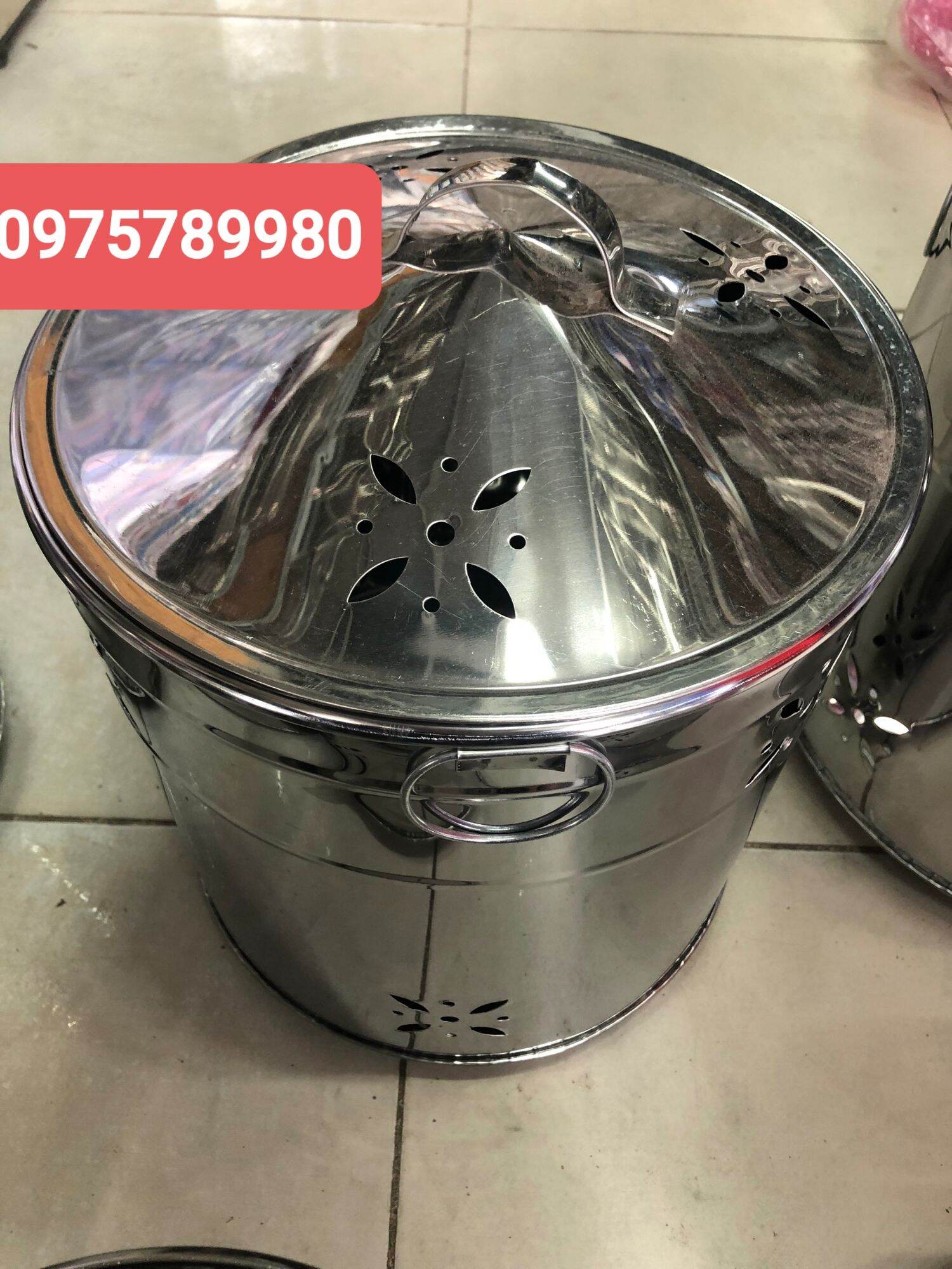 Thùng Đốt Vàng Mã Inox Có Nắp Đậy Nhiều Size