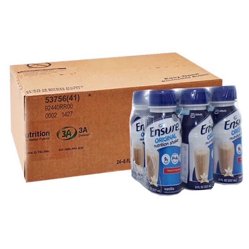 Thùng 24 chai sữa nước Ensure hương Vani 237ml/chai