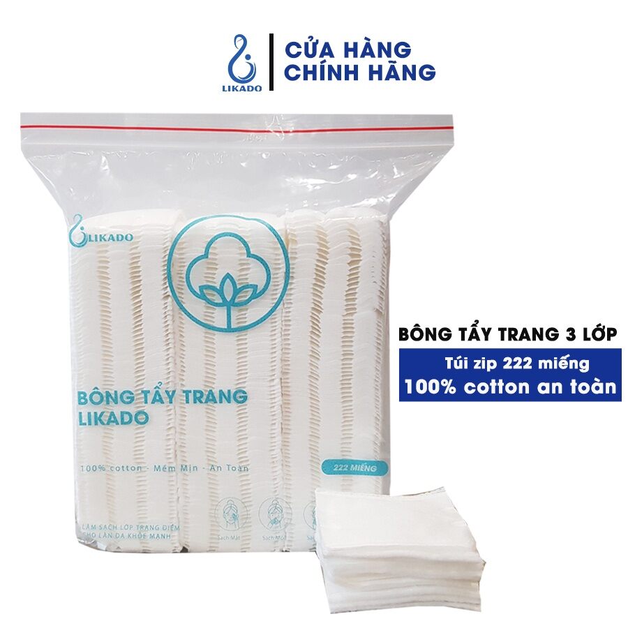 Bông tẩy trang Likado cotton 100% 222 miếng
