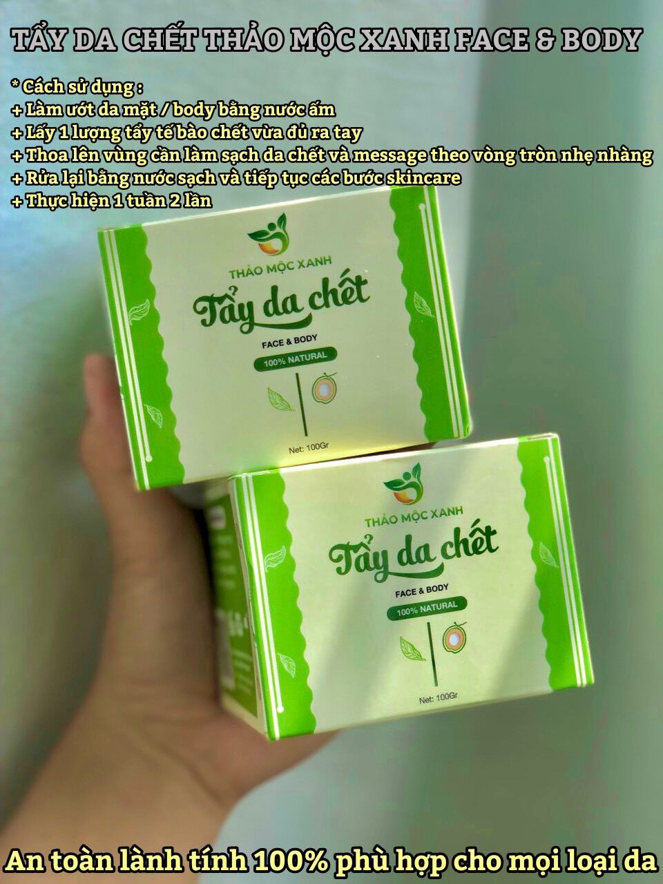 [Sẵn Hàng] Tẩy Da Chết Thảo Mộc Xanh 100g