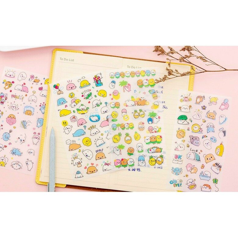 1 set (gồm 6 miếng) stickers hình bé Mamegoma dễ thương