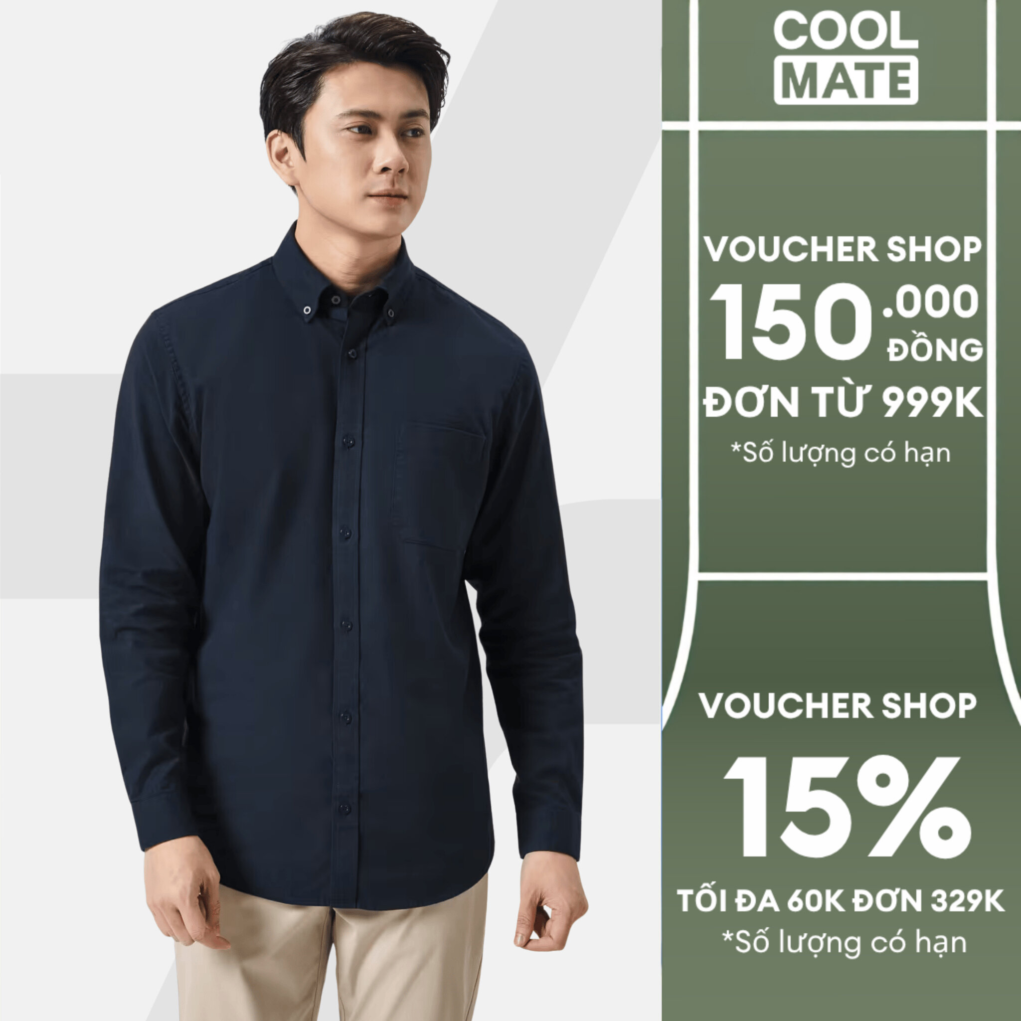 Áo sơ mi nam Essentials 100% Cotton độ bền cao, thấm hút mồ hôi, Áo mặc đi làm, đi chơi Coolmate