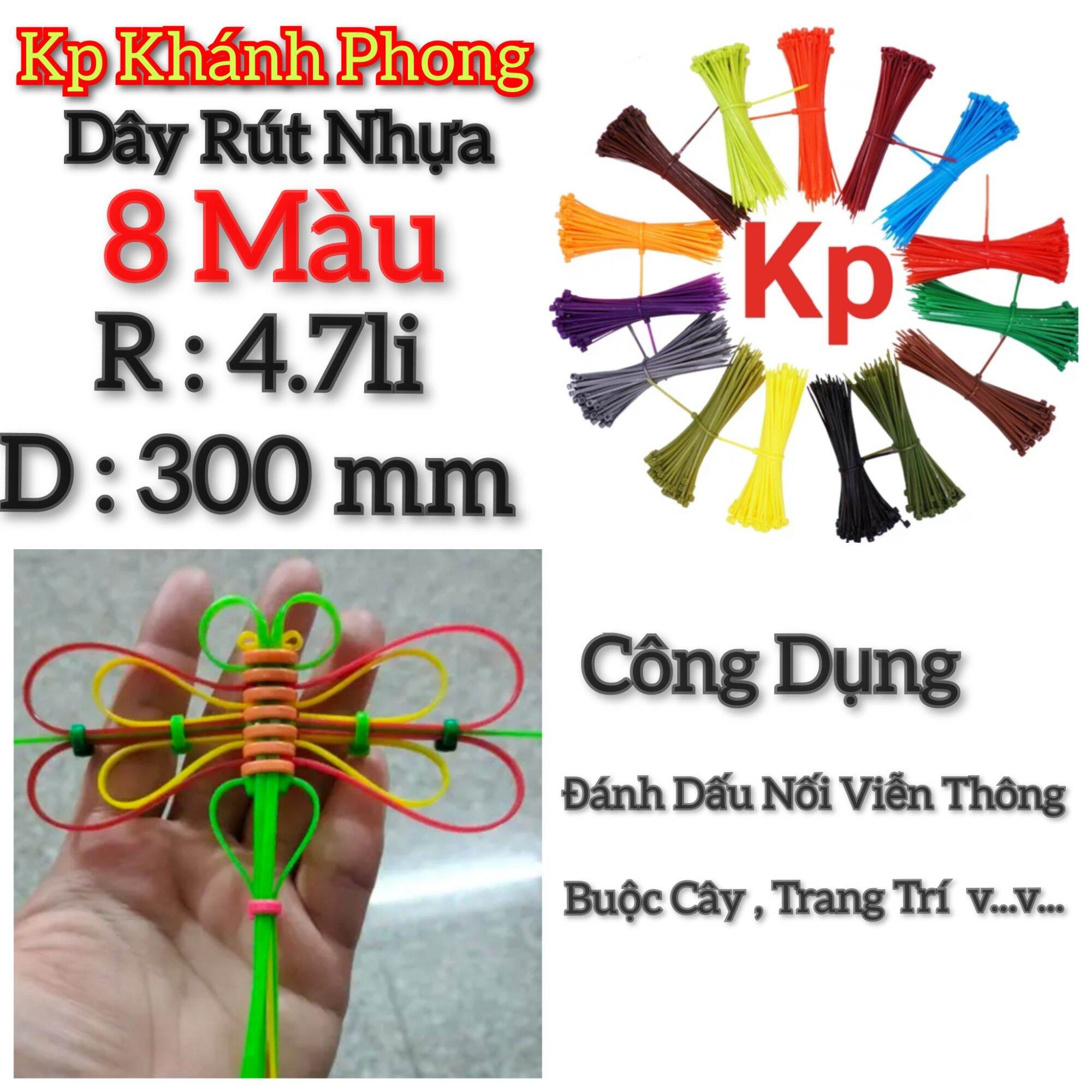 Bịch 💯 Sợi dây Rút 8x300 bảng 8màu bền dẻo tiện lợi