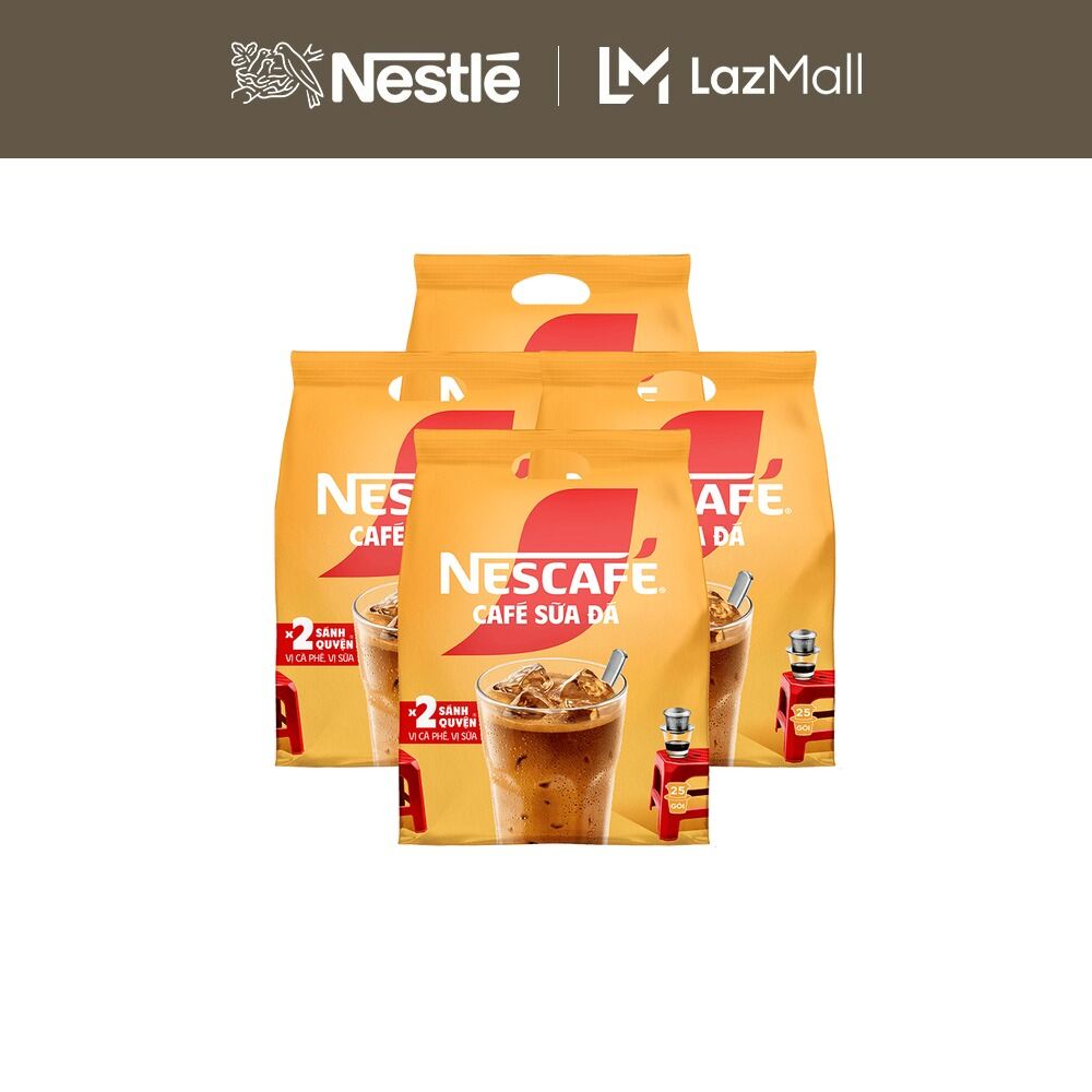 [ƯU ĐÃI THÁNG 4] [FREESHIP HCM] Combo 4 Bịch Cà phê sữa NESCAFÉ Cà phê sữa đá (Bịch 25 gói x 24 g)
