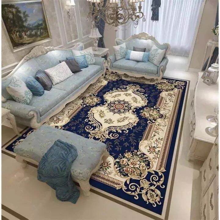 Thảm trải sàn phòng khách, thảm bali, thảm trang trí, thảm trải sàn hoàng gia xanh 2m x 3m