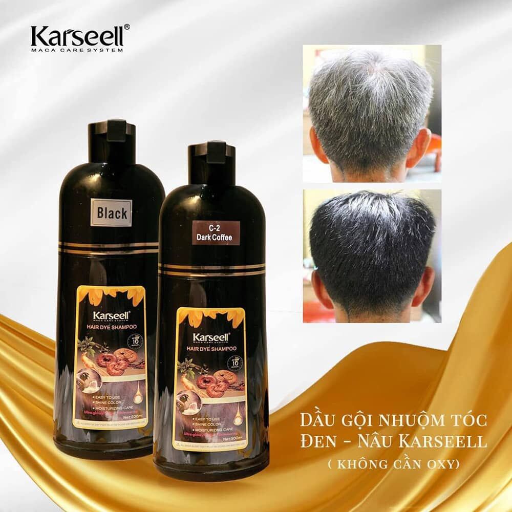 Dầu Gội Nhuộm Đen Tóc Thảo Dược Karseell – 500ml
