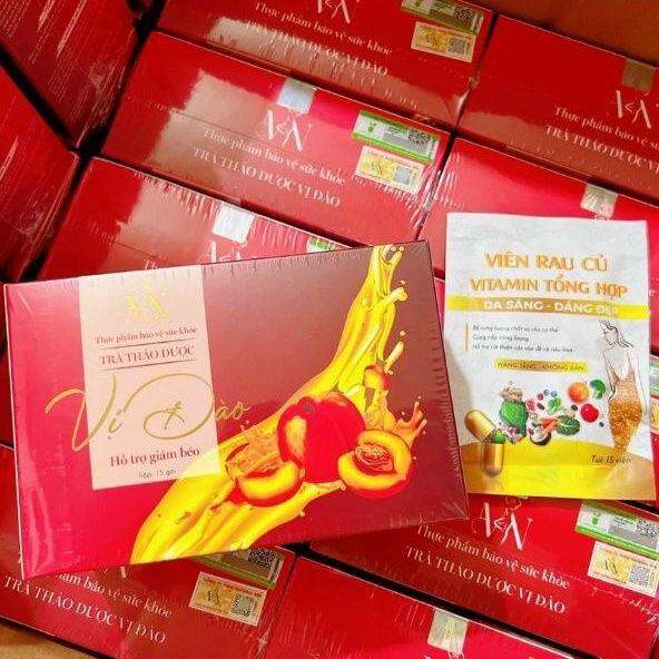 Trà Giảm Cân Vị Đào Collagen X3 - Trà đào giảm cân Tặng Detox