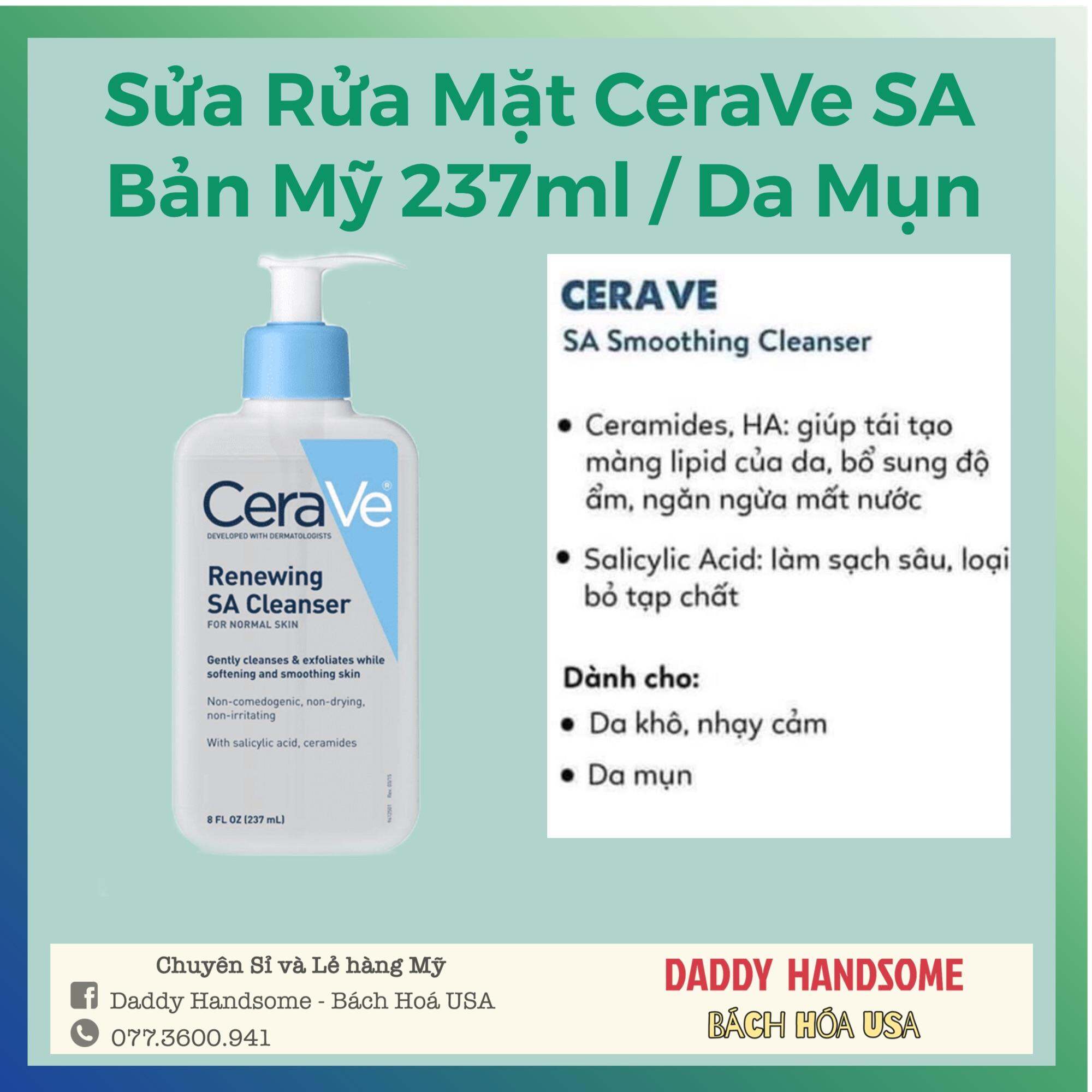 Sửa Rửa Mặt CeraVe SA 237ml Bản Mỹ Dành Cho Da Mụn