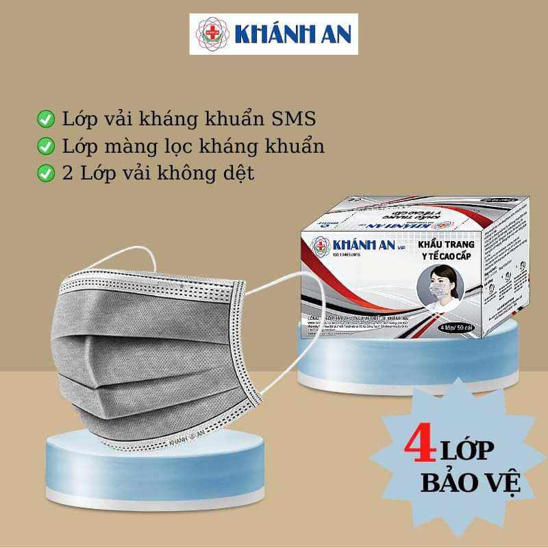 Hộp 50 khẩu trang y tế 4 lớp Khánh An