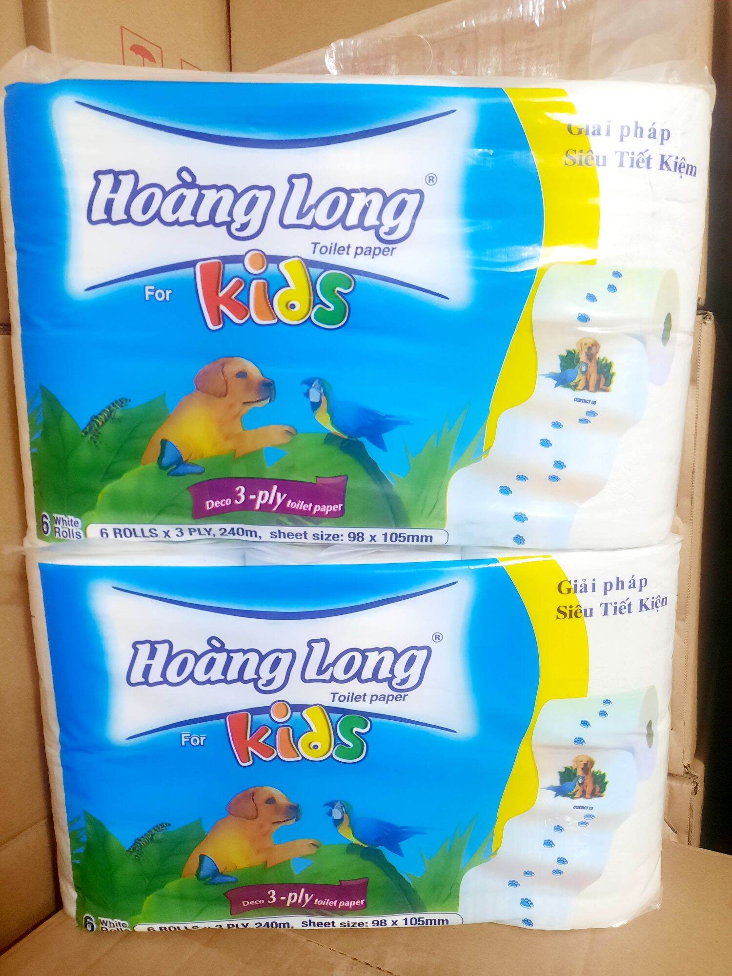 Lốc 6 Cuộn Giấy Hoàng Long Không Lõi