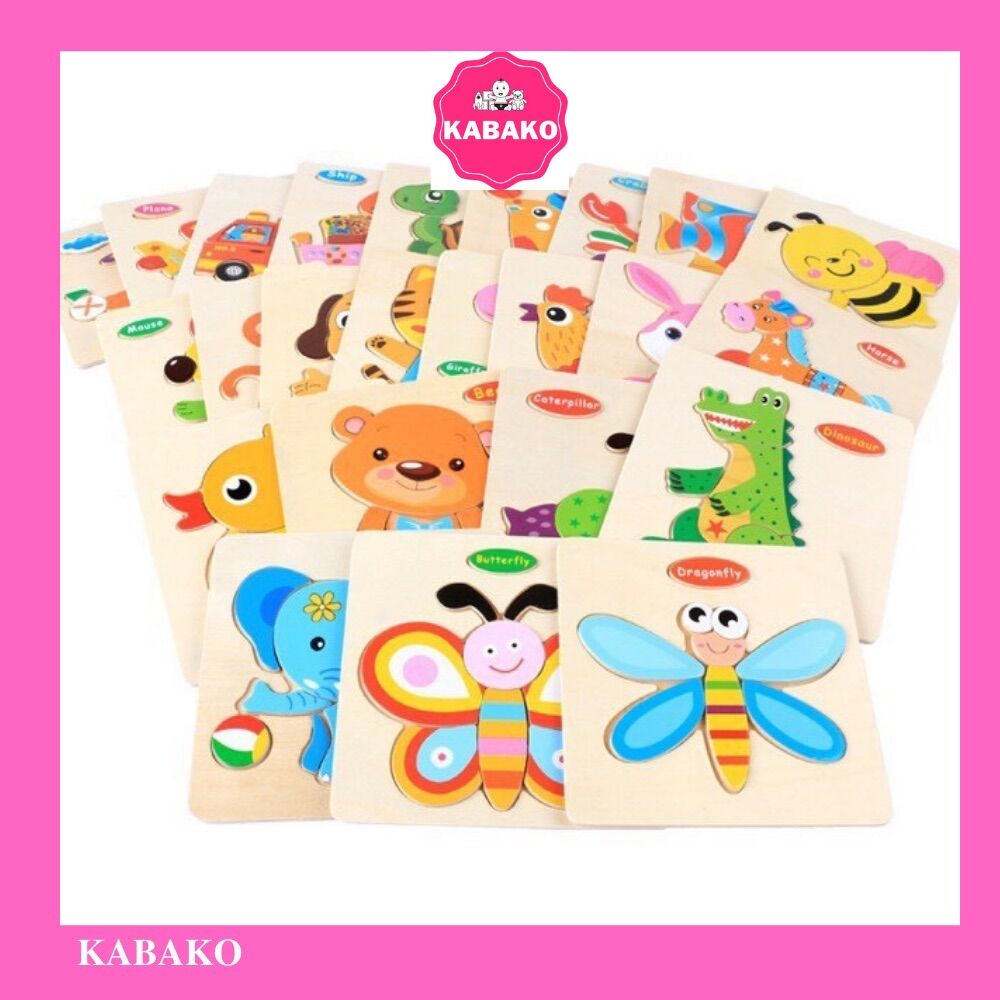Tranh ghép hình 3D ghép hình 3D gỗ nổi xếp hình 3D đồ chơi phát triển trí tuệ KABAKO KBK001