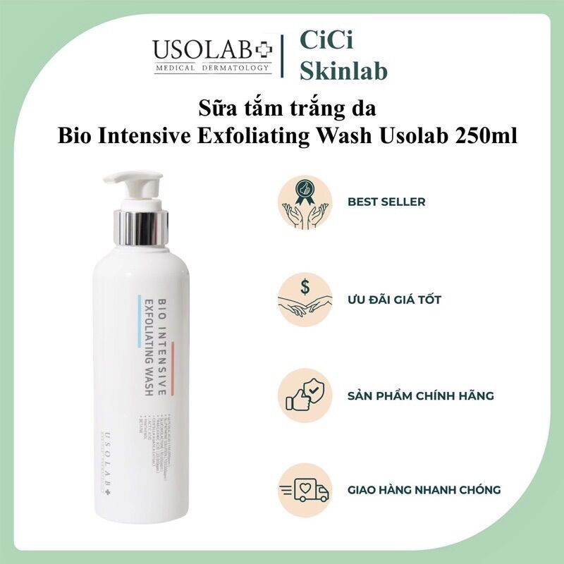 Sữa tắm trắng da Bio Intensive Exfoliating Wash Usolab 250