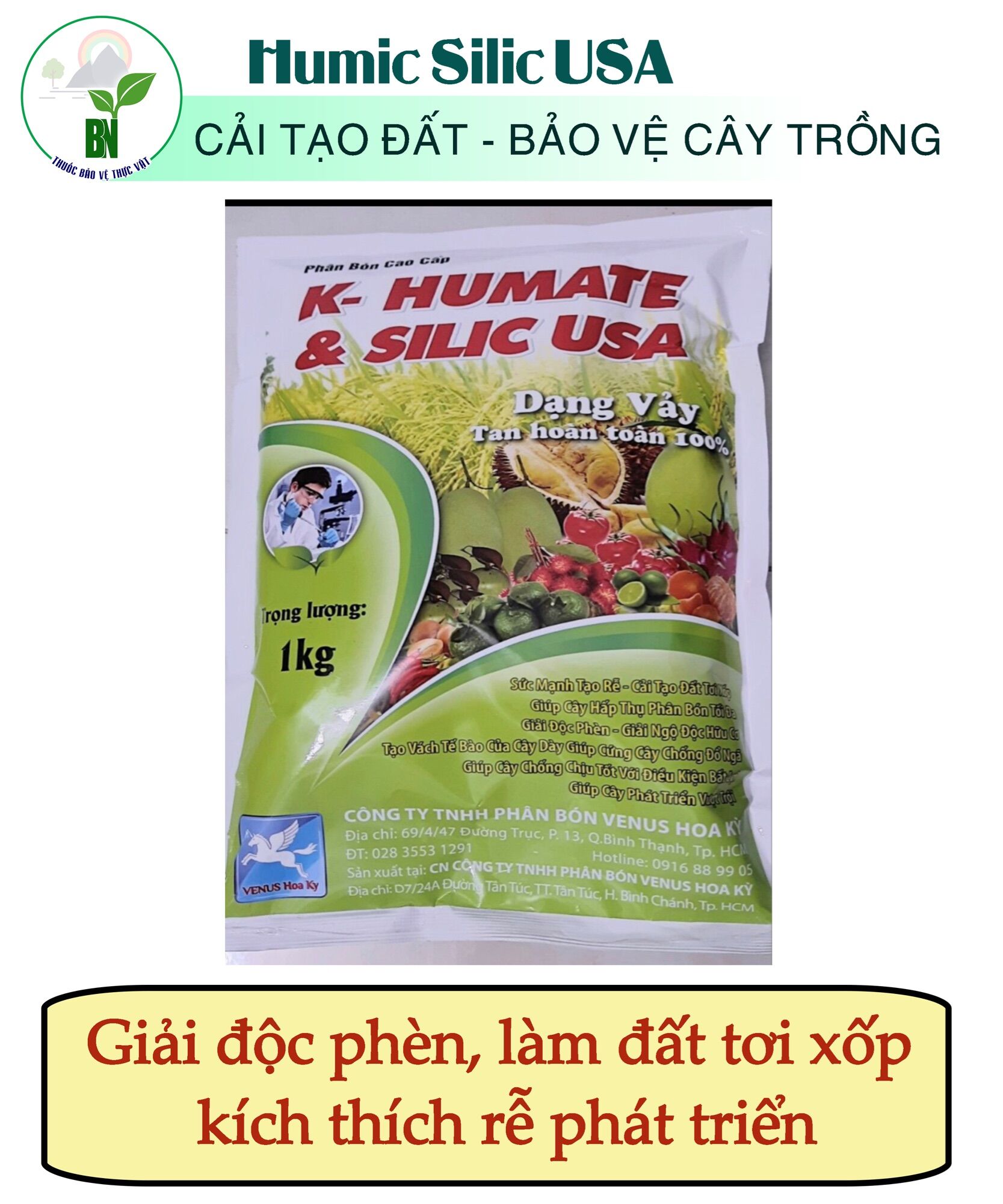 Phân bón kích rễ humic silic usa - tan hoàn toàn 100%