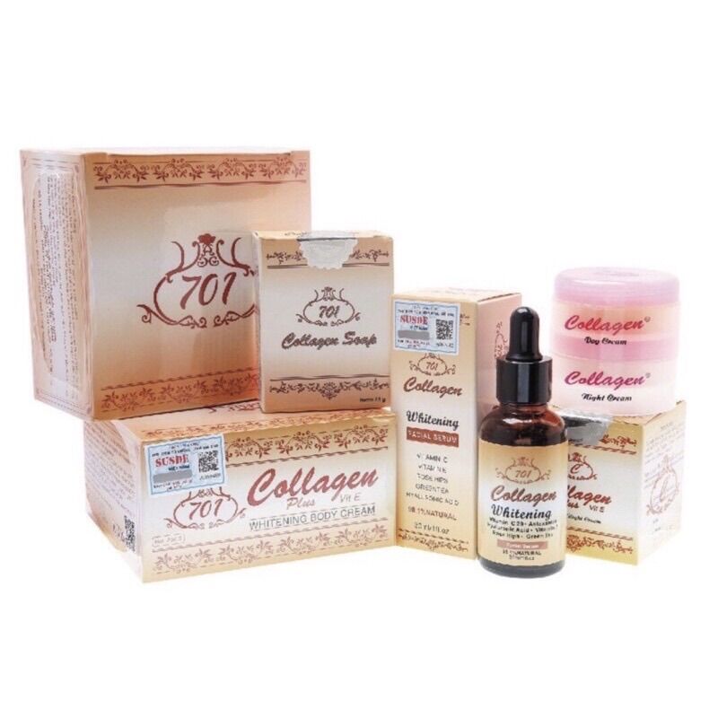 Trọn bộ kem - serum colagen 701 plus vit e chính hãng