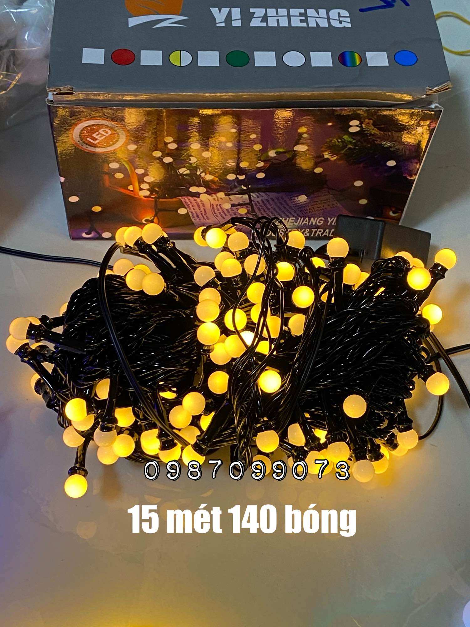 Dây đèn chớp led trang trí bi đục tròn 140 bóng