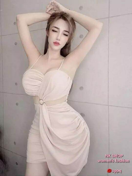 Đầm body 2 dây đắp vạt chéo phối lưới bụng