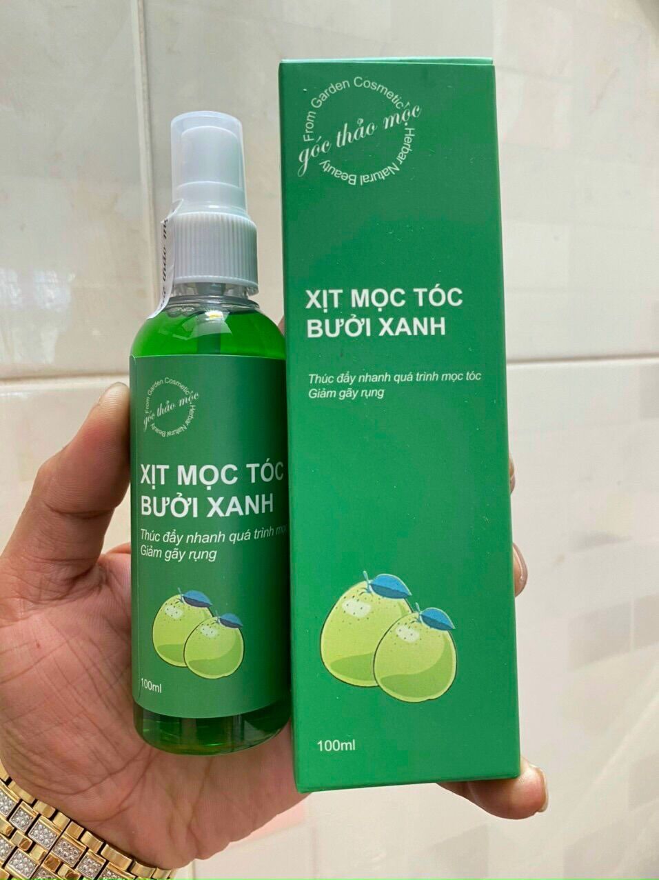 Xịt mọc tóc bưởi xanh 100ml dưỡng tóc mềm mượt
