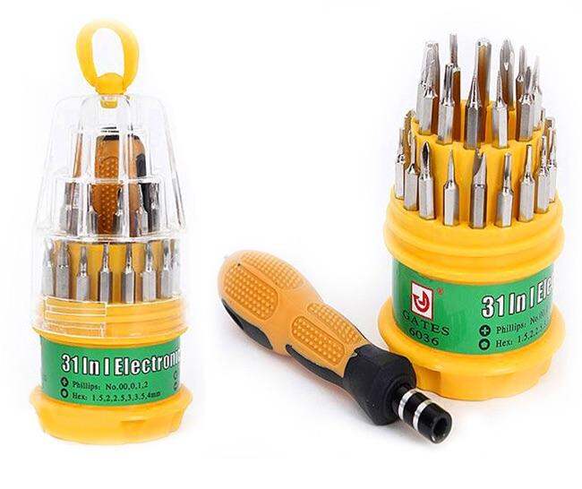 Bộ tua vít mini đa năng 31 đầu vặn mọi loại ốc , tua vít đa năng 32 đầu (loại hộp vuông vàng) , dụng cụ vặn đai ốc mini , vặn ốc vít mini 32 món , tua vít 32 chi tiết hộp vuông