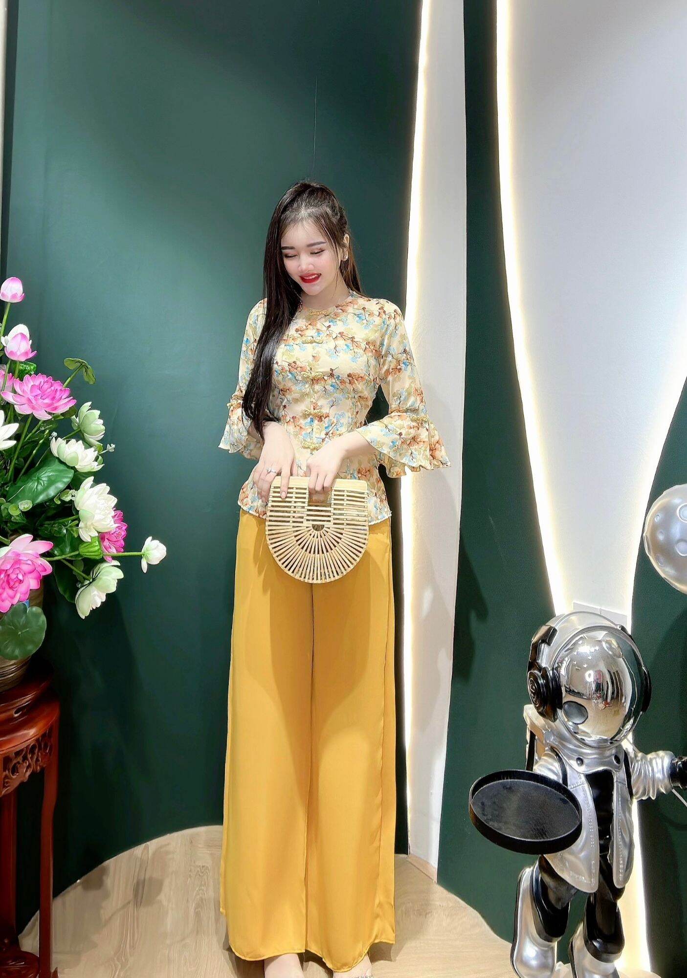 đồ lam đi chùa/ sét bà ba lụa mengo tay loe