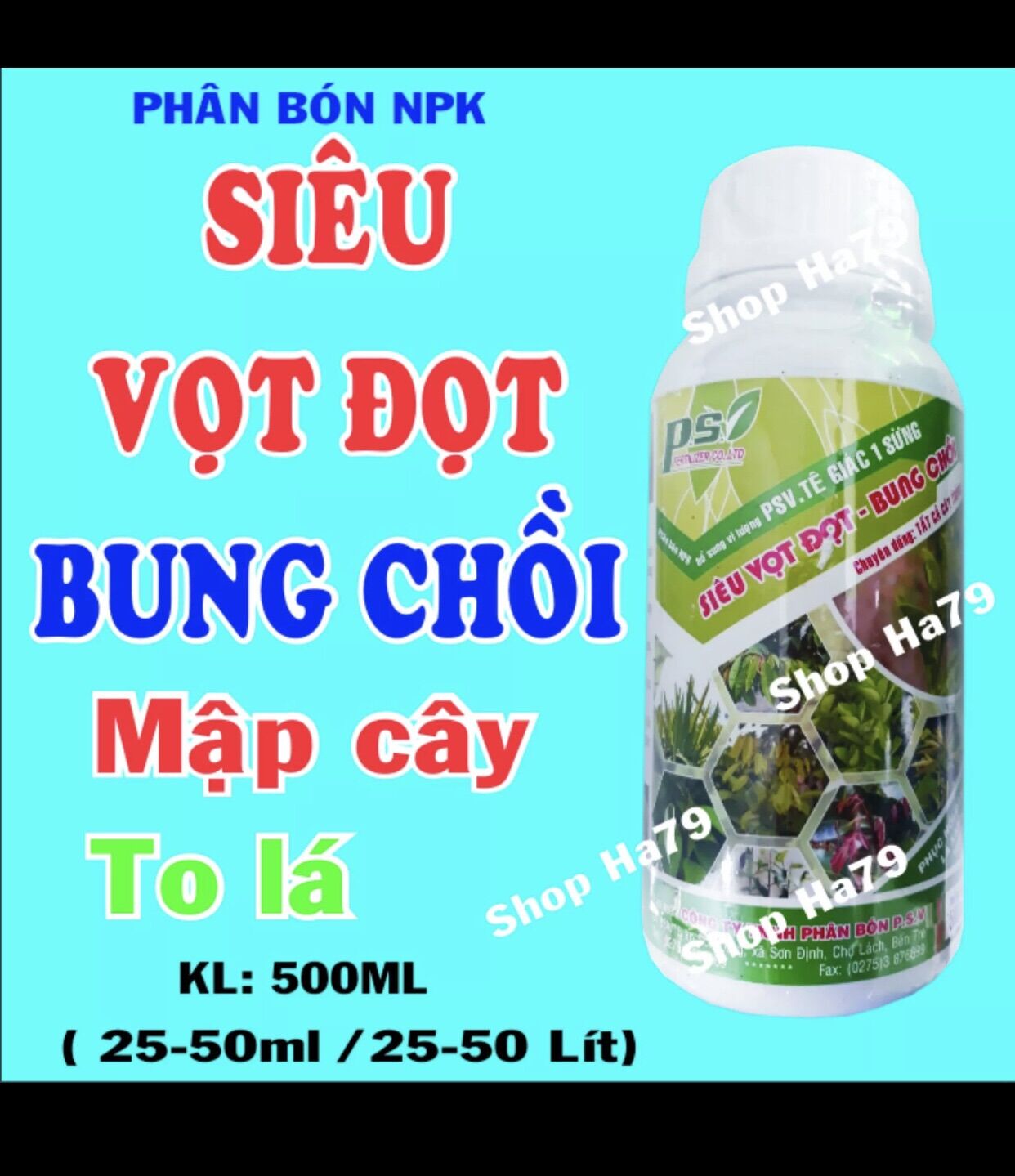 (Shop HA79) Phân bón Vi Lương NPK Siêu vọt đọt - KL: 500ml - Mập cây lớn nhanh Kl: 500ml