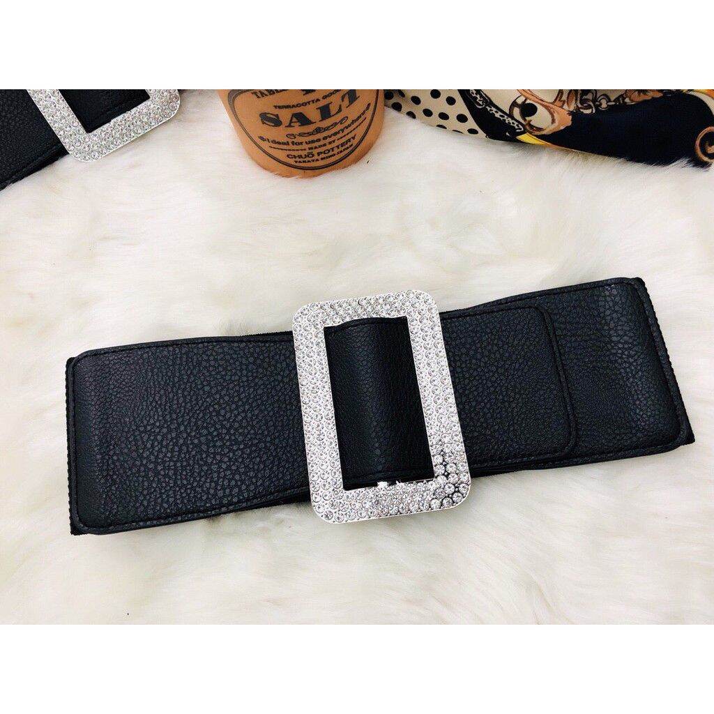 Dây nịt nịt eo đai váy belt mặc đầm bản đính hạt chữ nhật 8 phân siêu hot hit