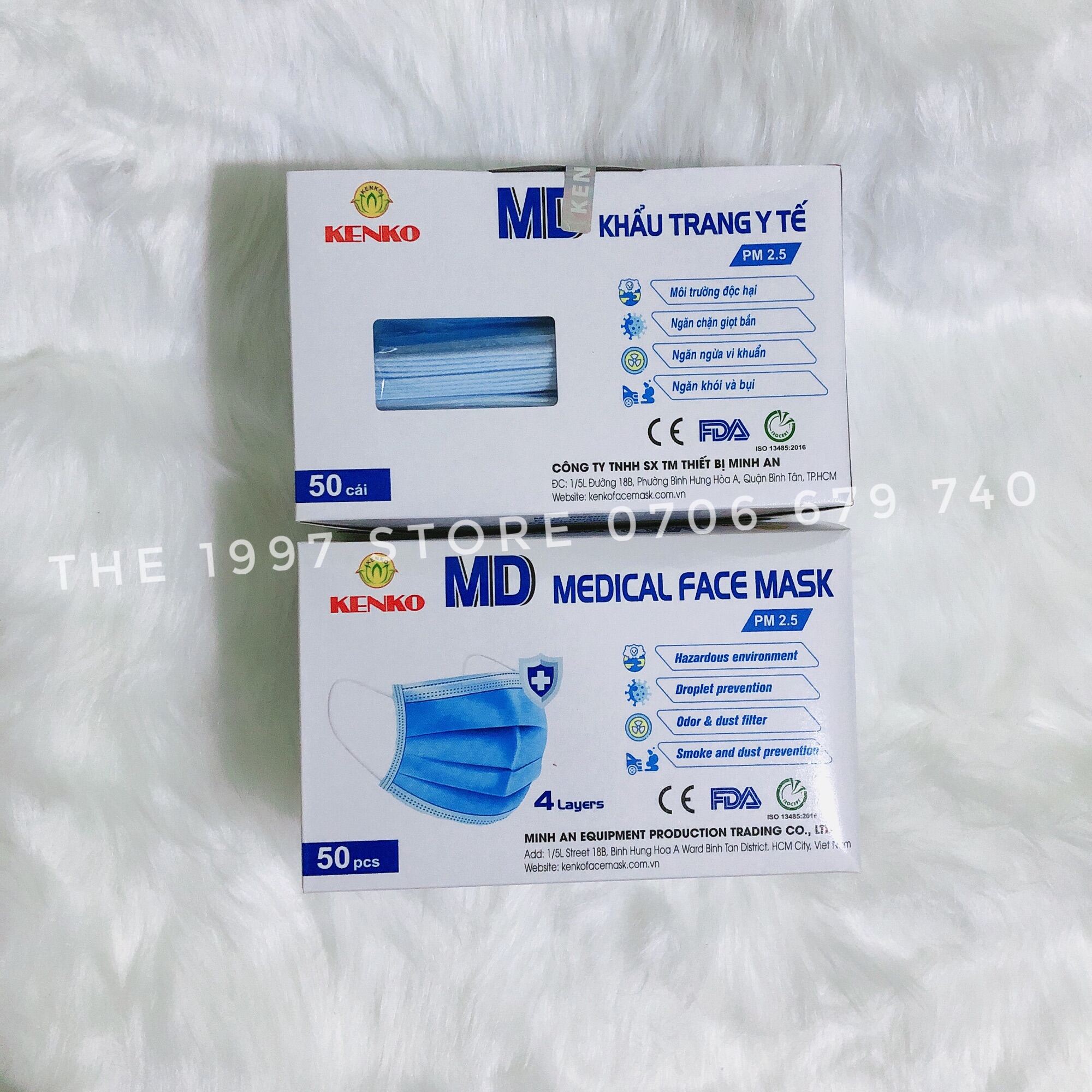 Khẩu trang y tế Kenko cao cấp - 4 lớp - 50 cái (Hàng Cty)