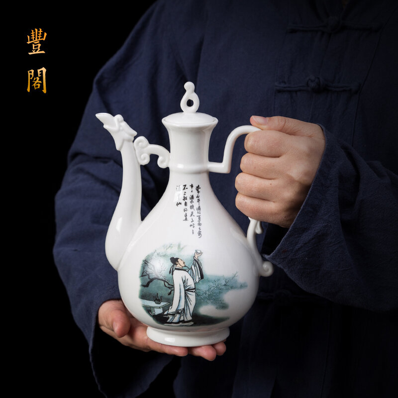 Bình rượu gốm sứ phong cách cổ bình rượu trắng giả cổ gia dụng bình rượu vàng rượu mạnh bình chia rượu cỡ lớn kiểu trung quốc 1.5kg