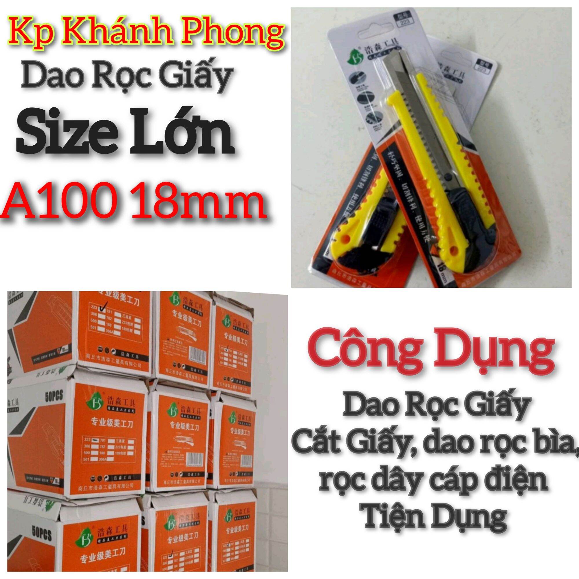 Dao Rọc Giấy size Lớn A100 18mm lưỡi thép