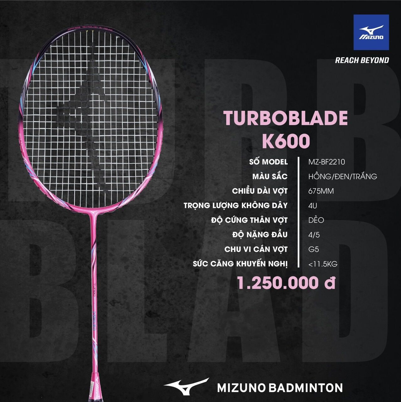 Vợt cầu lông mizuno turboblade carbo pro hàng chính hãng