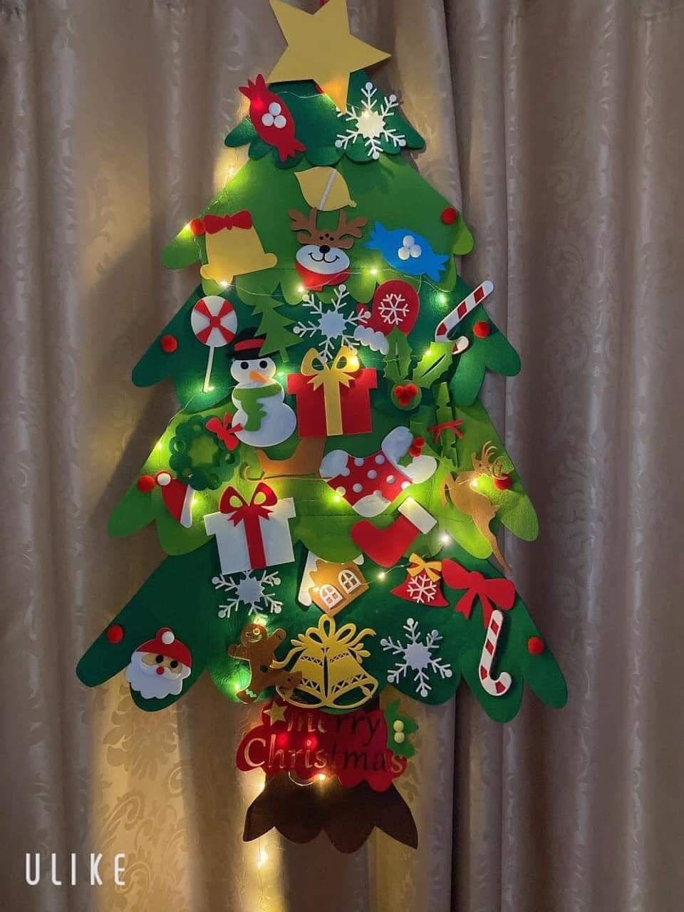 Cây thông noel dạ kèm đèn Led