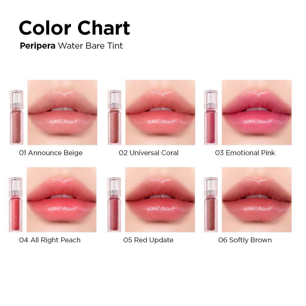 [Peripera] Son Tint Bóng Peripera Water Bare Tint Đầy Đủ Mã Màu 1 - 11 Hàn Quốc