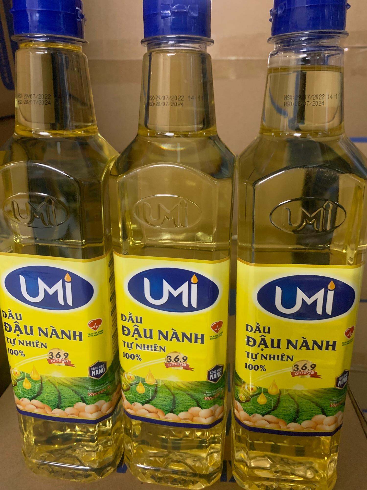 Combo 3 chai dầu ăn ĐẬU NÀNH 100% UMi an toàn cho tim mạch và sức khoẻ gia đình