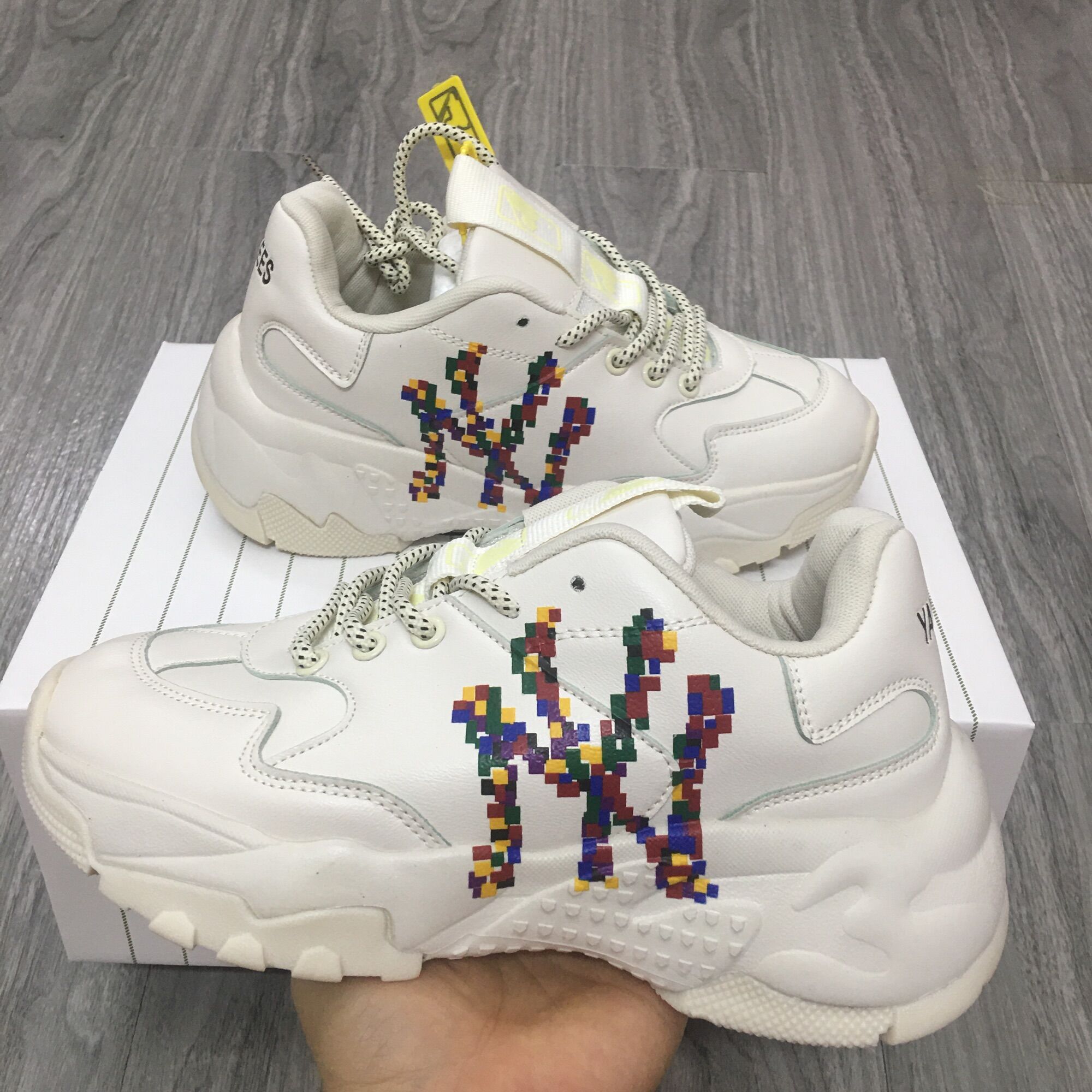 Giày thể thao mlb trắng kem ny 7 màu size 36->44