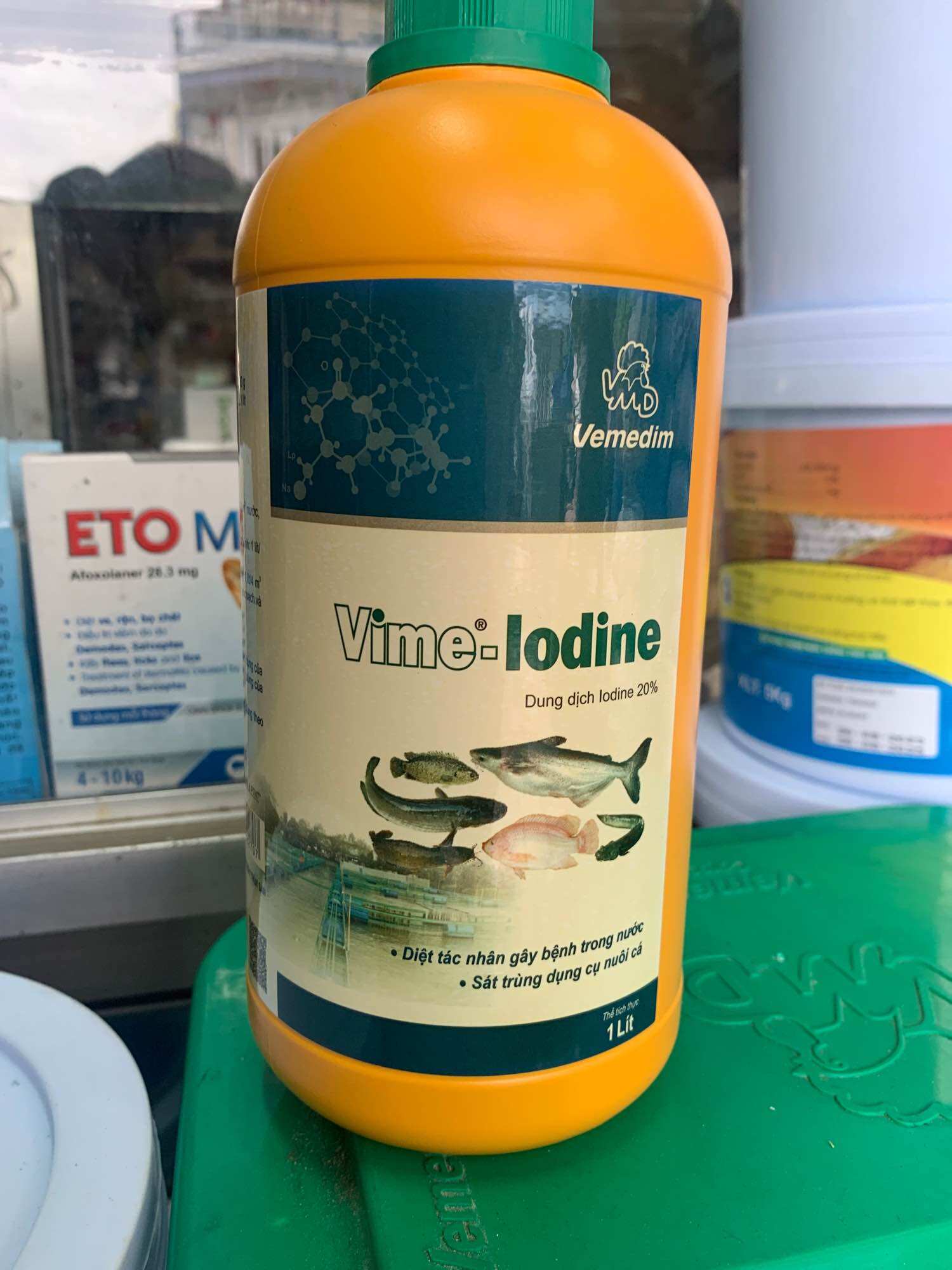 Vime-Iodine Diệt nguyên sinh động vật trong ao nước nuôi, diệt trùng dụng cụ nuôi cá, diệt tác nhân gây bệnh trong nước