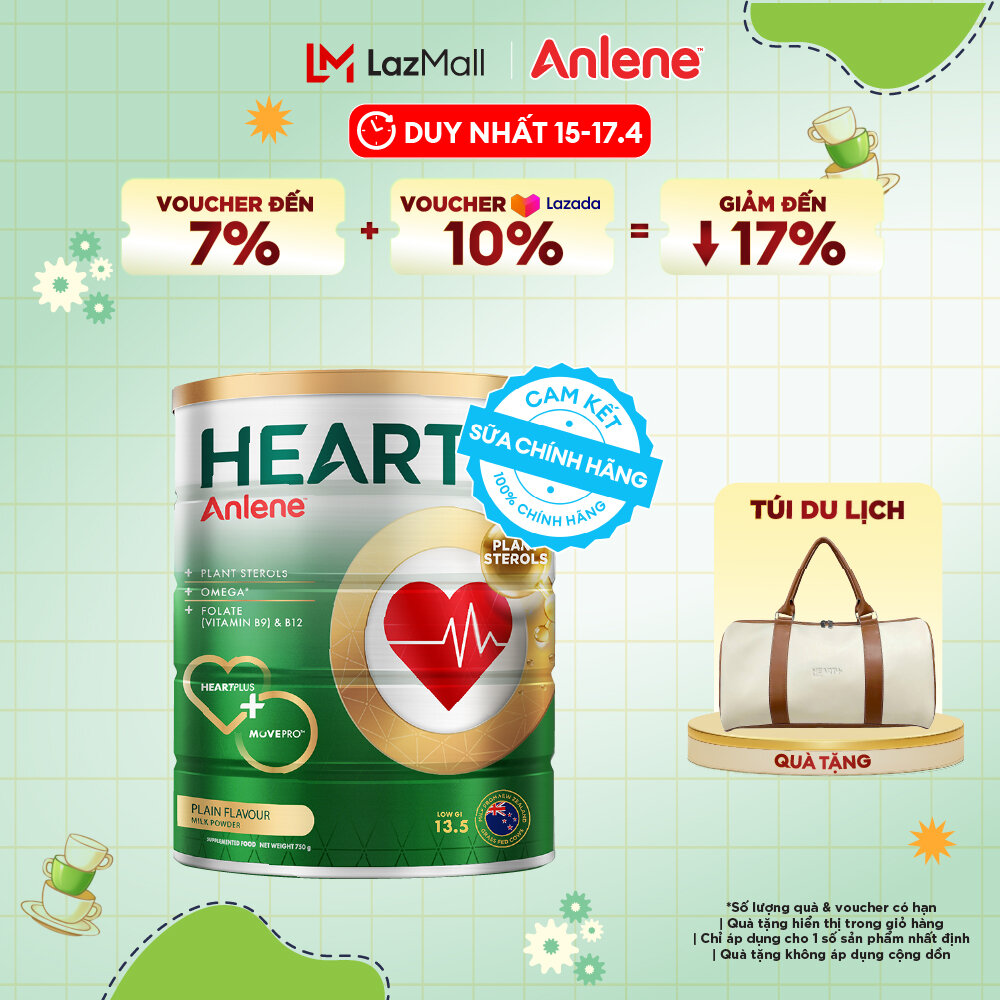 [Voucher giảm đến 26%]Sữa Bột Anlene Heart Plus Với Dưỡng Chất Chăm Sóc Sức Khỏe Tim Mạch Lon 750G